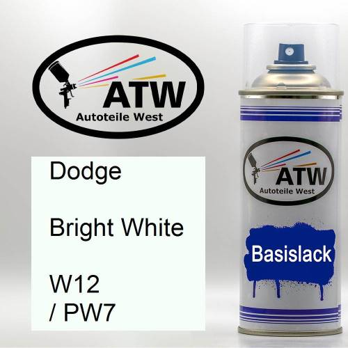 Dodge, Bright White, W12 / PW7: 400ml Sprühdose, von ATW Autoteile West.